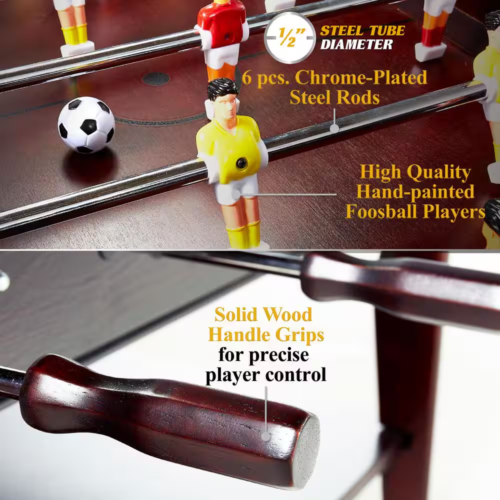 42 In. Foosball Coffee Table, Durable and Stylish Contemporary Design with Tabletop Sports Soccer Balls