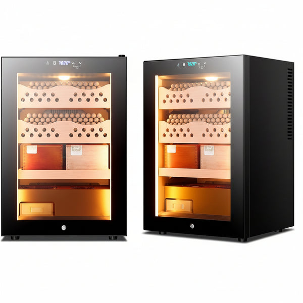 Electric Cigar Humidor 50L with Heating and Cooling Temperature Control and Humidity Control System, Cooler Cabinet Large Capacity for 300 Counts with Spanish Cedar Wood Shelves & Hygrometer