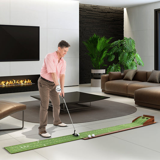 Golf Putting Mat Practice Training Aid with Auto Ball Return and